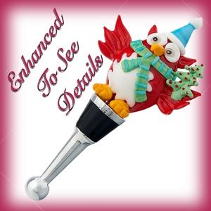 LS Arts Festive Christmas Owl Wine Bottle Stopper-Pics-SCRAPES ON BOX